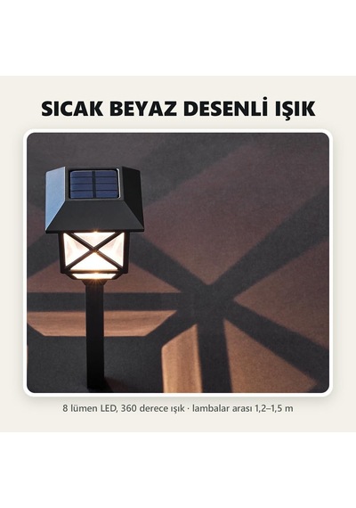 Solar Kazıklı Bahçe Feneri, Siyah, 40 Cm, 6 Adet, Gt-sl48