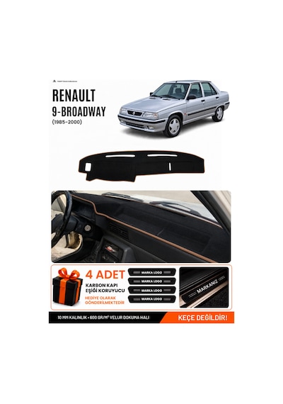 Renault 9 Broadway 1985-2000 Uyumlu Torpido Örtüsü, Torpido Kılıfı - Siyah Kahverengi