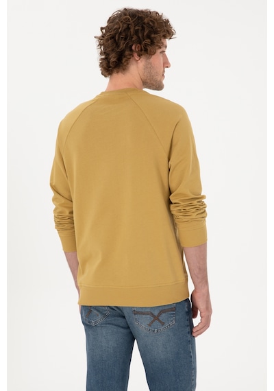 U.S. Polo Assn. Erkek Regular Fit Bisiklet Yaka Hardal İnce Basic Sweatshirt 50313752-VR151