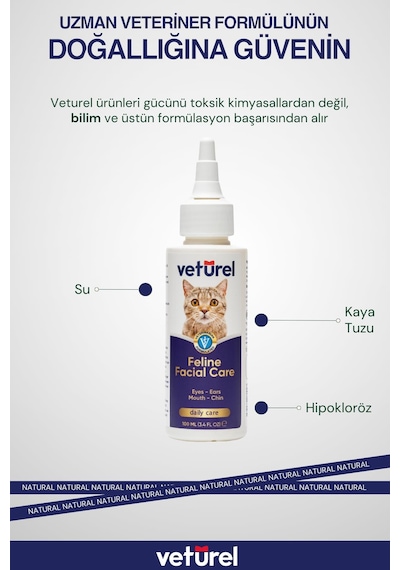 Kedi Yüz Temizleme Solüsyonu Kedi Aknesi Gözyaşı Lekesi Göz Damlası Akıntı Kaşıntı Bakımı 100ml