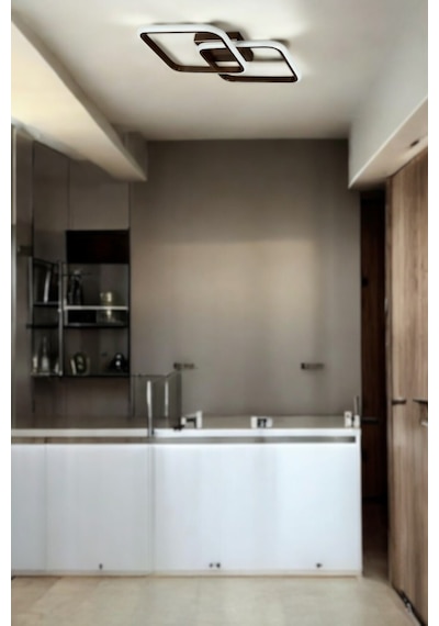 Kira Kahverengi Modern Tasarım Salon - Mutfak - Hol - Yatak Odası Beyaz Led Avize Kahverengi