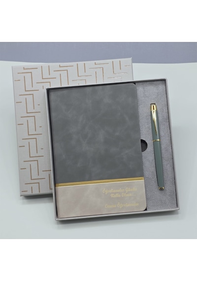 Öğretmenler Gününe Özel Deri Defter Ve Kalem Set