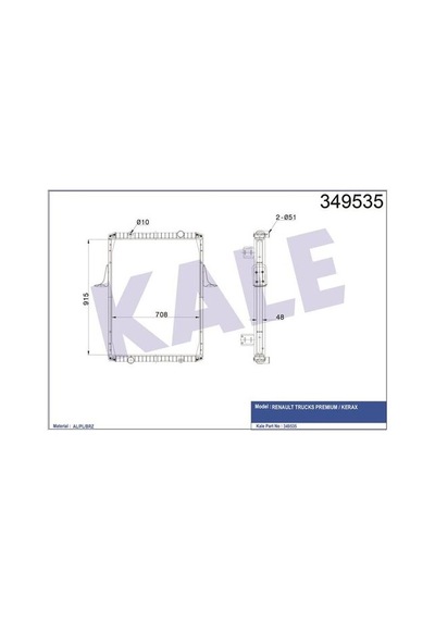 Kale 349535 Su Radyatörü Renault Trucks Premium Kera Cercevelı Mt 1996 Ve Sonrası 5010230485