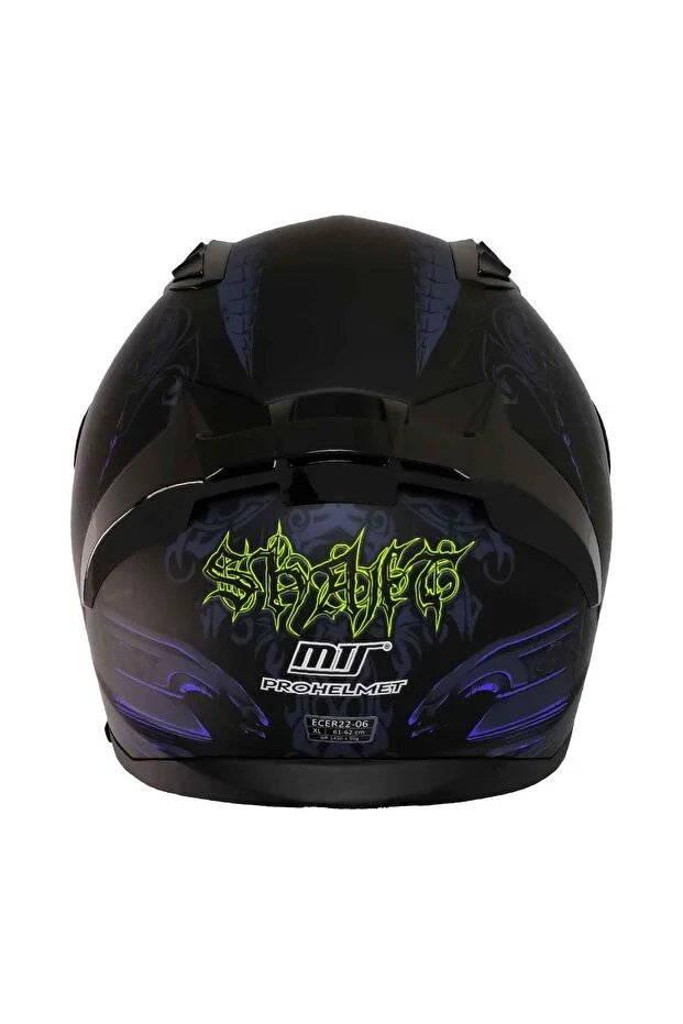M-801 Snake Mision Blue Full Face Motosiklet Kaskı Mat Siyah - Mavi
