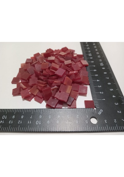 Kırmızı Kare Vitray Cam Mozaik Taşı - Sanatsal Mozaik İçin Yaklaşık 10 X 10 Mm