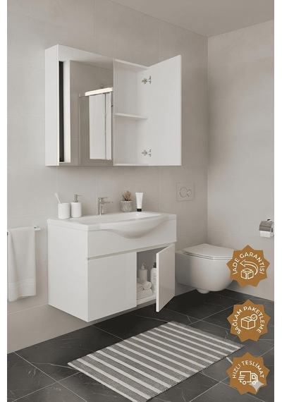 Kahire 65 Cm Mdf Banyo Dolabı Seti Beyaz Diğer Kahire 65 Cm Mdf Banyo Dolabı Seti Beyaz Diğer