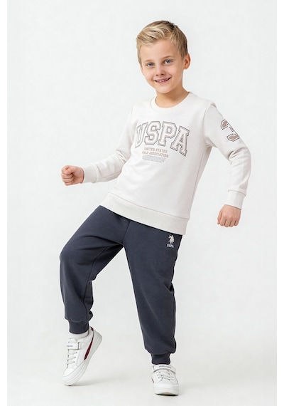 U.S. Polo Assn. Erkek Çocuk Baskılı Beyaz Uzun Kol Eşofman Takımı Us2620-c-v2 Us2620-c-v2
