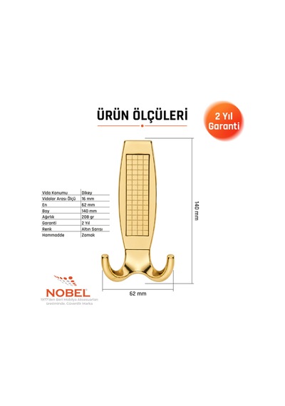 Eli Za Portmanto Askısı, Metal Vestiyer Askısı, 208 Gr, Dolap Ve Duvar Askılığıaltın Vidalı Altın
