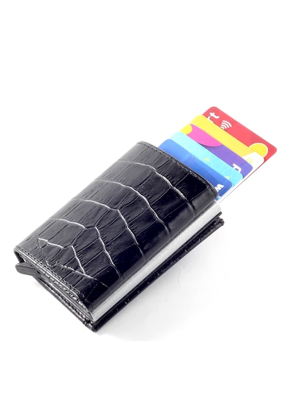Ancora Leather Hakiki Deri Croco Mekanizmalı Erkek Cüzdanı Siyah2 Siyah