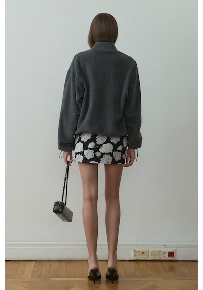Suud Collection Füme Anu Oversize Fermuarlı Polar Hırka