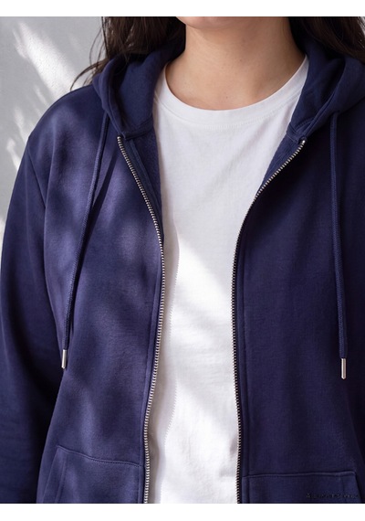 Lcw Curve Lacivert Büyük Beden Kadın Fermuarlı Sweatshirt