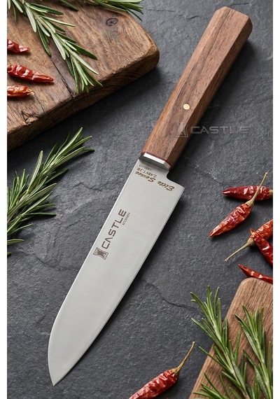 Elit Serisi Mini Santoku Ceviz Sap Uzak Doğu Mutfak Şef Bıçağı Et Sebze Salata Şef Bıçak Lrg-746