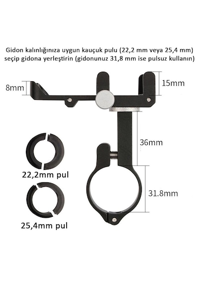 Gub Pro 7 Alüminyum Cnc Bisiklet Ve Motosiklet Telefon Tutucu Silikon Ağ Destekli, 31.8mm Gidon Uyumlu Siyah