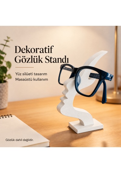 Yüz Silüeti Gözlük Standı Dekoratif Masaüstü Gözlük Tutucu Organizer Beyaz