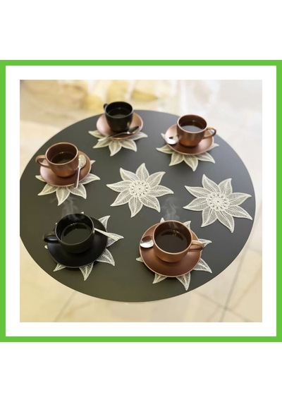 Bezos 6 Lı Dantel Kahve Sunumluğu 15x15 Cm Asorti Desenli Modern Sunum Aksesuarı Dmc Çok Renkli
