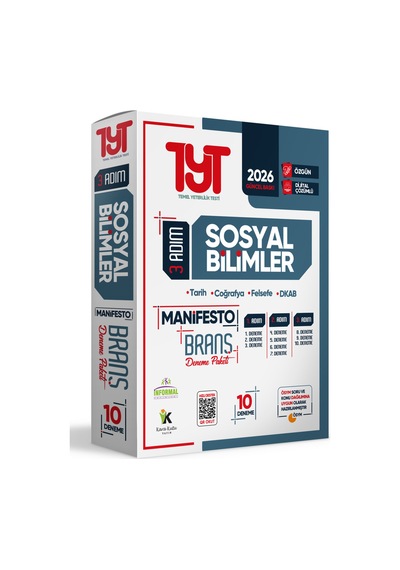 2026 YKS TYT Sosyal Bilimler 3 Adım Manifesto 10 Adet Branş Deneme Paketi Dijital Çözümlü