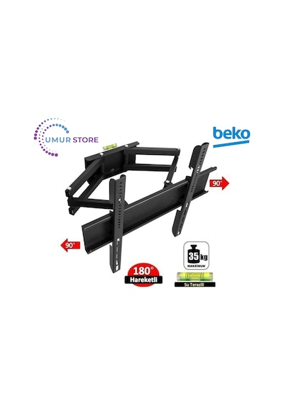 Beko Uyumlu B50 C 865 B 4k 50 Smart 32- 55 İnç Çift Kollu Hareketli Lcd Led Tv Askı Aparatı