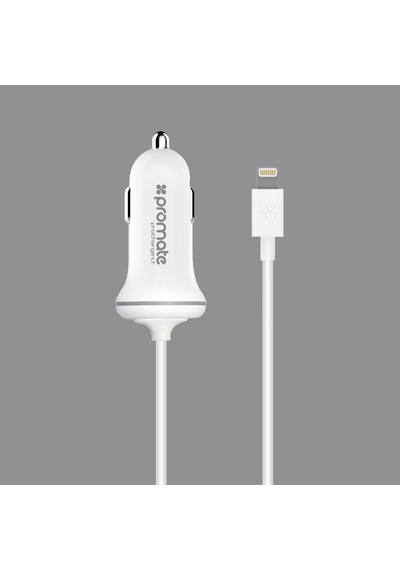 Promate Iphone Lightning Araç Çakmak Şarj Cihazı MFI Onaylı Beyaz