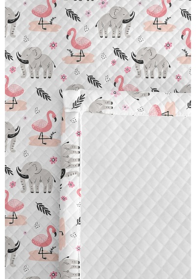 Evimde Bambaşka Pembe Safari Hayvanlı Kız Çocuk Pike Takımı - Gri Tropikal Bebek Odası Yatak Örtüsü - 160x220 CM Evimde Bambaşka Pembe Safari Hayvanlı Kız Çocuk Pike Takımı - Gri Tropikal Bebek Odası Yatak Örtüsü - 160x220 CM