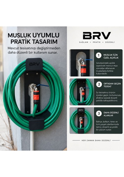 Bravon Outdoor Hortum Askısı ,metal Hortum Askısı 2 Mm Bahçe Hortum Toplama