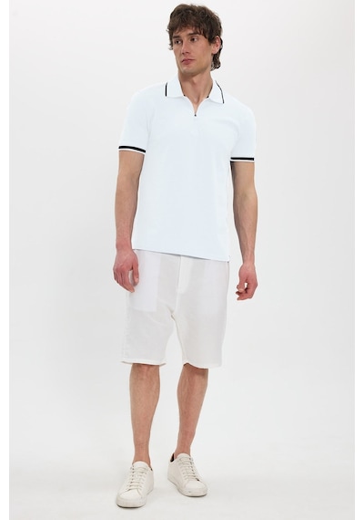 Tudors Erkek Slim Fit Dar Kesim %100 Pamuk Jakarlı Düz Yaka Ve Kol Detaylı Beyaz Polo Yaka Tişört-50213 Tudors Erkek Slim Fit Dar Kesim %100 Pamuk Jakarlı Düz Yaka Ve Kol Detaylı Beyaz Polo Yaka Tişört-50213