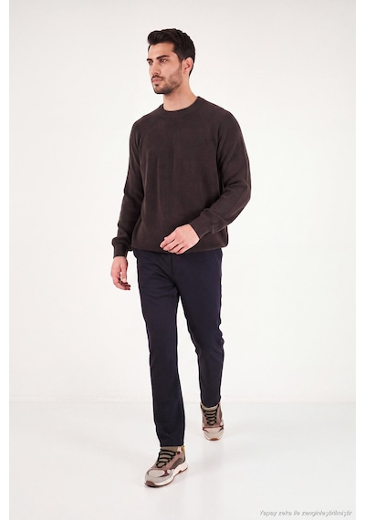 Buratti Pamuklu Regular Fit Bisiklet Yaka Kazak Erkek Kazak 7020263 Kahve