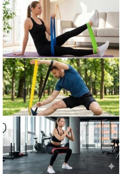 5'li Direnç Bandı Seti Pilates Ve Fitness Egzersiz Lastiği Açık Bej