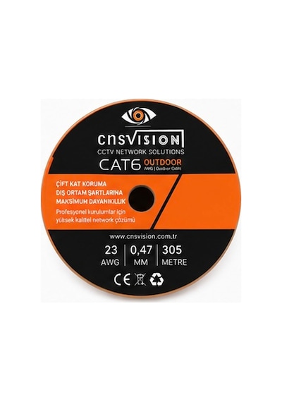 Cat6 305 Metre Dış Ortam 0,47mm Çift Ceketli Çift Katman Outdoor Cat6 Kablo 305mt Kutu