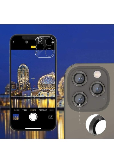 Apple Uyumlu iPhone 12 Pro Max Mercek-Lens Kamera Koruyucu Siyah
