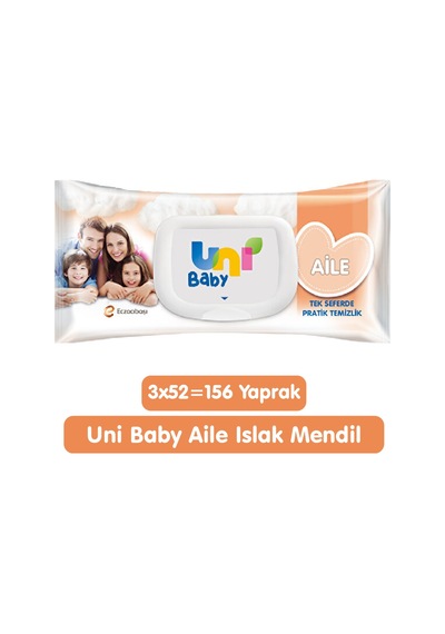 Uni Baby Aile Islak Mendil 3x52 156 Yaprak Tekli