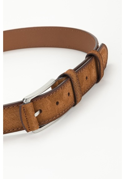 Fossil Hakiki Süet Deri 4 Cm Yarma Spor Kemer Taba Taba