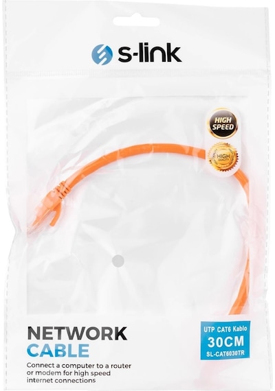 S-lınk Sl-cat6030tr Cat6 Patch 30cm Kablo Turuncu