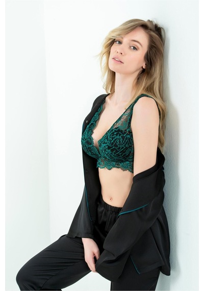 Magic Form Dantelli Dolgulu Bralet Yeşil - 620430794 Yeşil