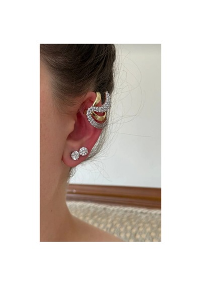 Lunarie Sarmal Zirkon Taşlı Vintage Kulak Tırmığı Ear Cuff Küpe Altın