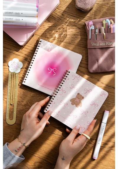 15x16 Spiralli Karton Kapak 2'li Noktalı Not Defter Seti - Ayıcık Çok Renkli
