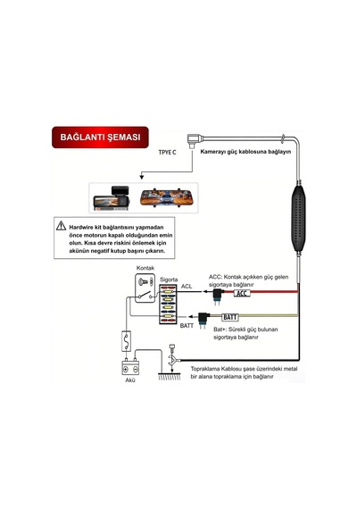 Laiser Bw-d363 Hardwire Kit - Park Modu Kablosu - Type-c / Hardwire Kit - Park Modu Kablosu