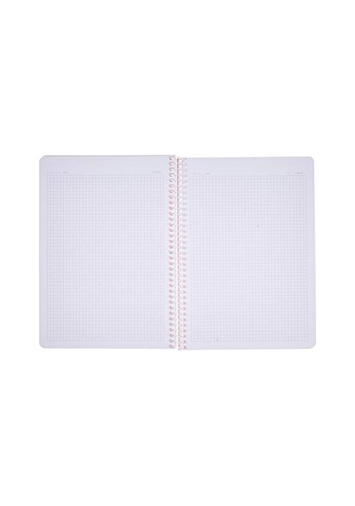 A4 Kareli 144 Yapraklı Spiralli Defter - Fuşya Açık Gri