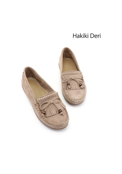 Gönderi(R) Gönderi R Kadın Kum Süet Fiyonklu Hakiki Deri Comfort Loafer Dyza86037180 Kum Beji