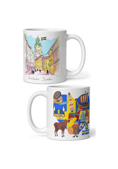 İsveç Kupa Bardak 2 Adet Seyahat Hatıra Sweden Mug