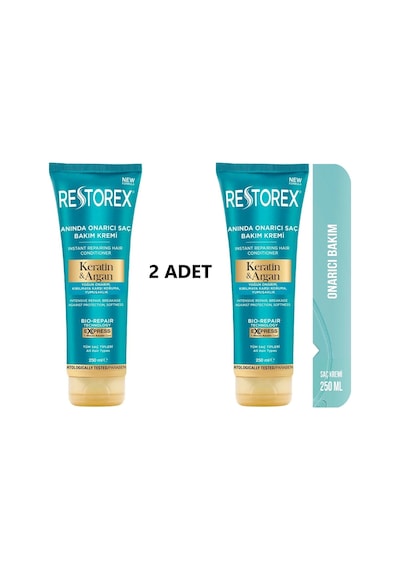 Keratin&argan Onarıcı Saç Bakım Kremi 2x250 Ml
