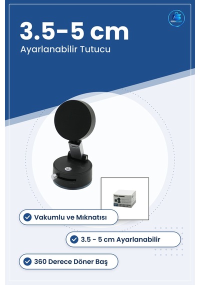 Araç İçi Telefon Tutucu Vakumlu Mıknatıslı Ayarlanabilir 3.5 İla