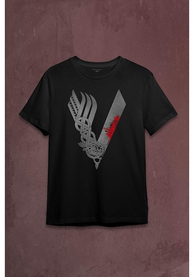 Vikingler Logo Vikings Gri Baskılı Tişört Unisex T-shirt 001