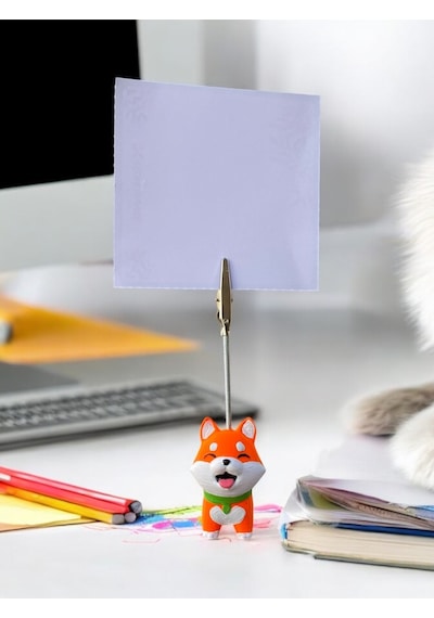 Akita Sevimli Yavru Köpek Fotoğraf Not Tutacağı Ofis Masası Hediyelik Turuncu