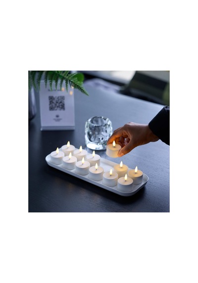 Ikea Skatgås Led'li Tealight Mum 12'li Beyaz