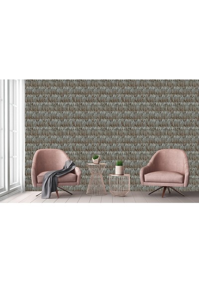 Tropicano Modern Kuş Tüyü Desenli Duvar Kağıdı 9913-5, Kahverengi Ce, Iso 9001, Iso 10002
