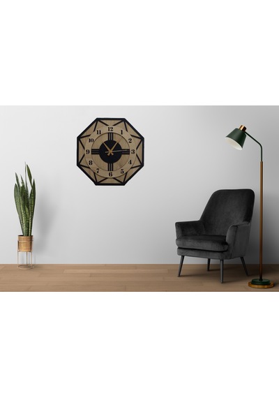 Aswood Modern Dekoratif Büyük Boy Vıp Ev Ofis 50 Cm Duvar Saat Ahşap - Siyah