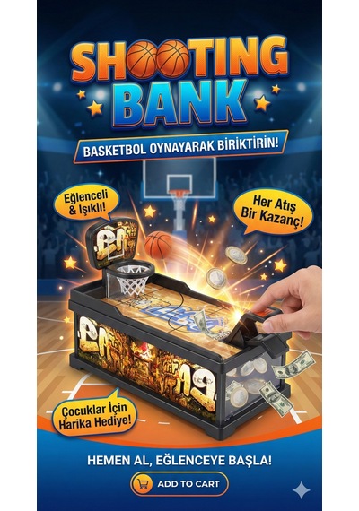 Şımartan Eğlenceli Basket Atmalı Basketbol Kumbara Açık Mavi