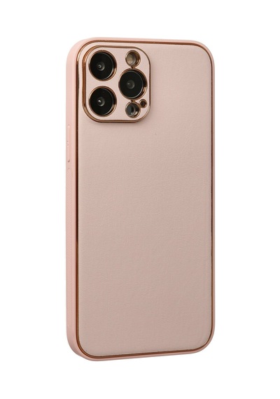 Apple Uyumlu - iPhone 13 Pro Kılıf Coco Deri Silikon Kapak - Pudra