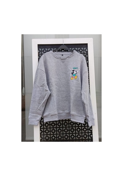 Çınar Boutique Çizgi Film Karakteri Baskılı Sweatshirt-gri - L Gri Gri