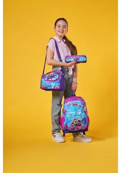 Coral High Kids Pembe Mor Kaplumbağa Desenli 3 Lü Okul Çanta Seti Set0123756